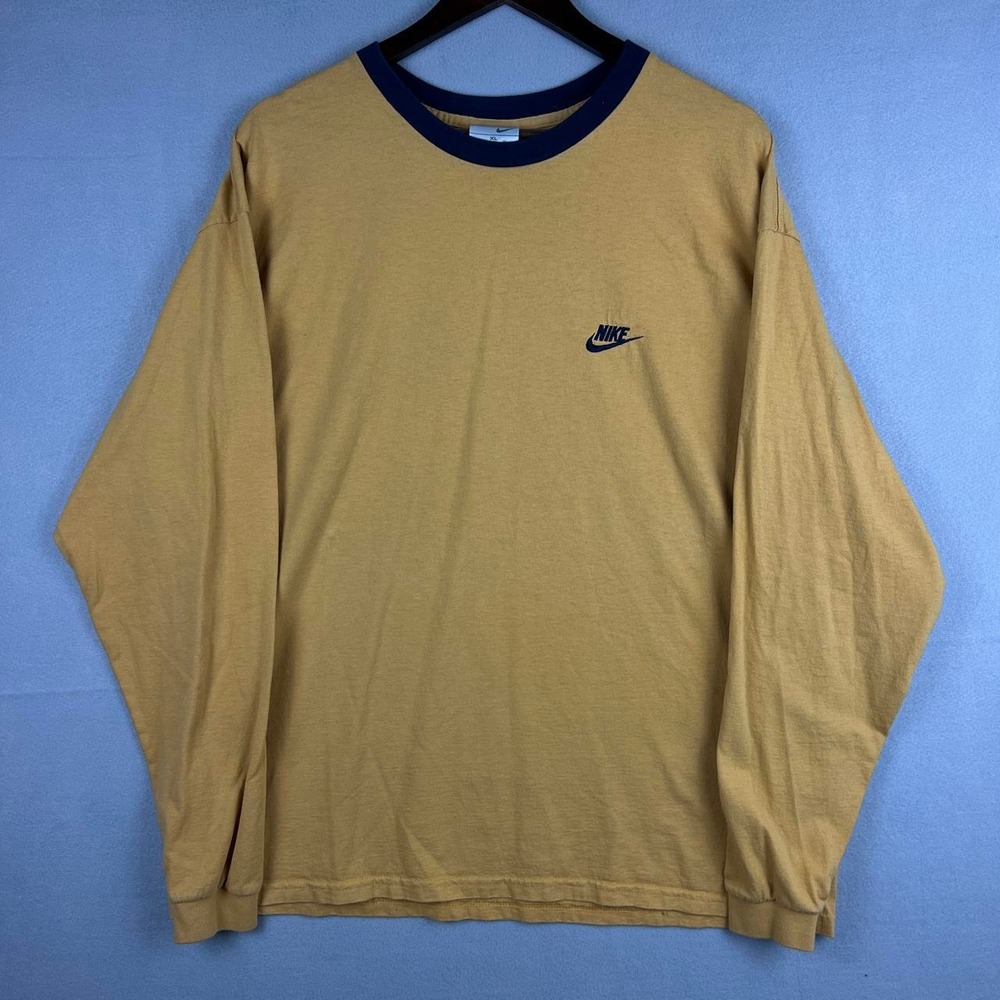 Y2K Nike Two Tone Yellow Long Sleeve Shirt XL